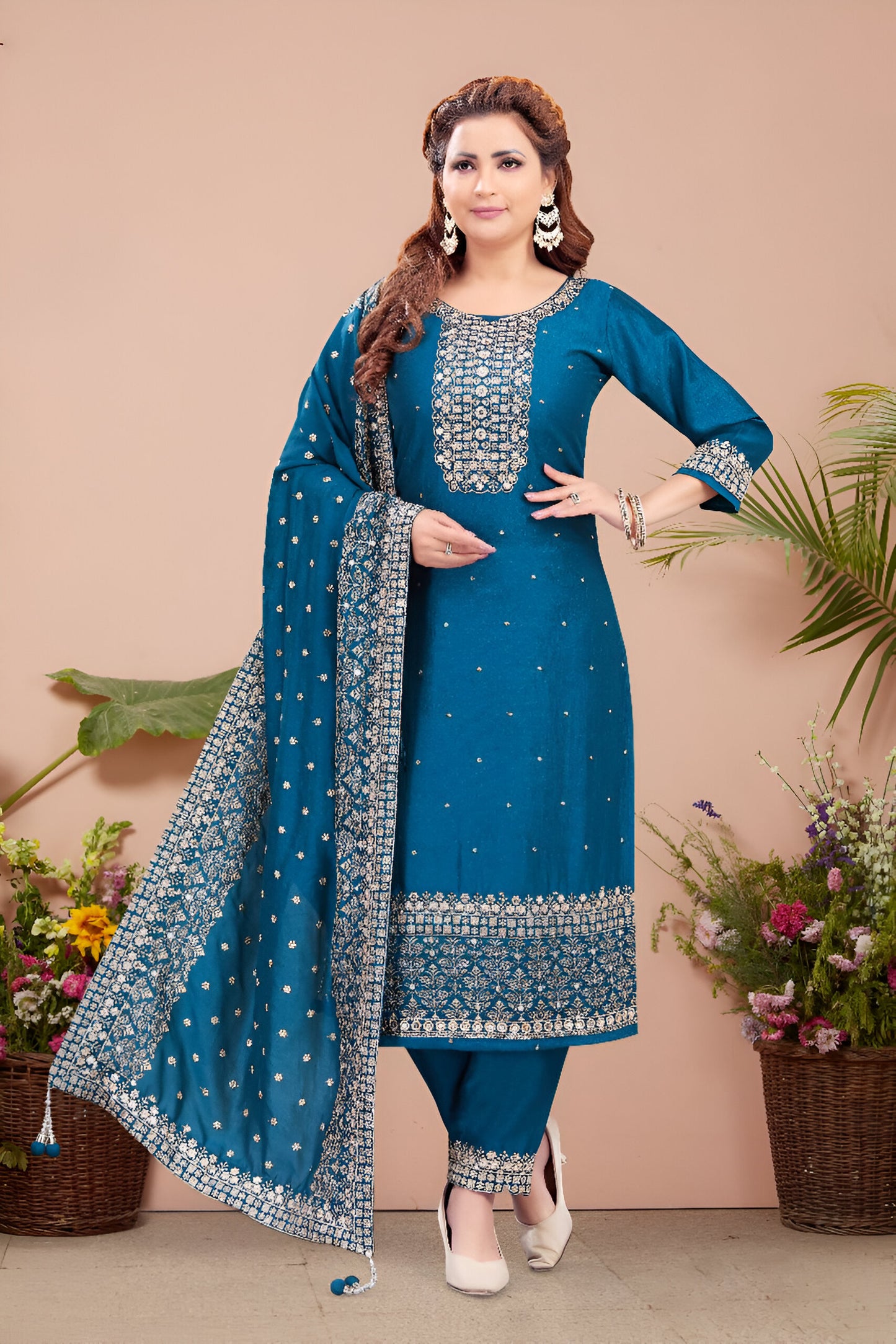 Blue Color Embroidered Salwar Suit