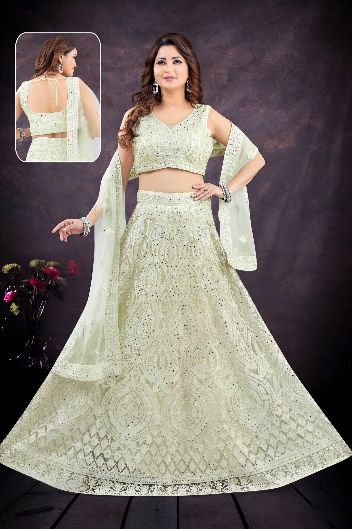 Light Green Embroidered Lehenga Choli with Dupatta