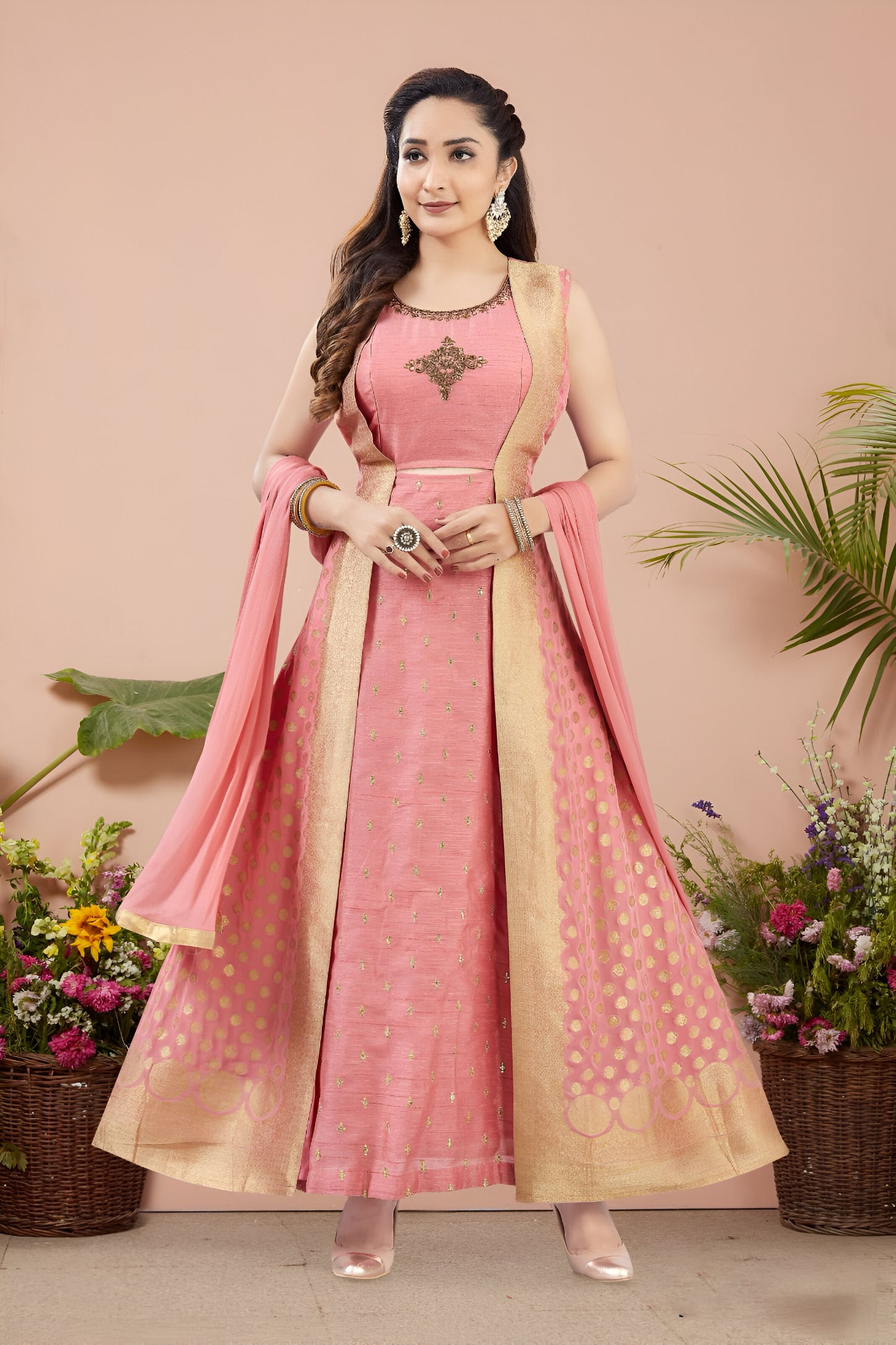 Pink Color One Piece with Attached Jacket