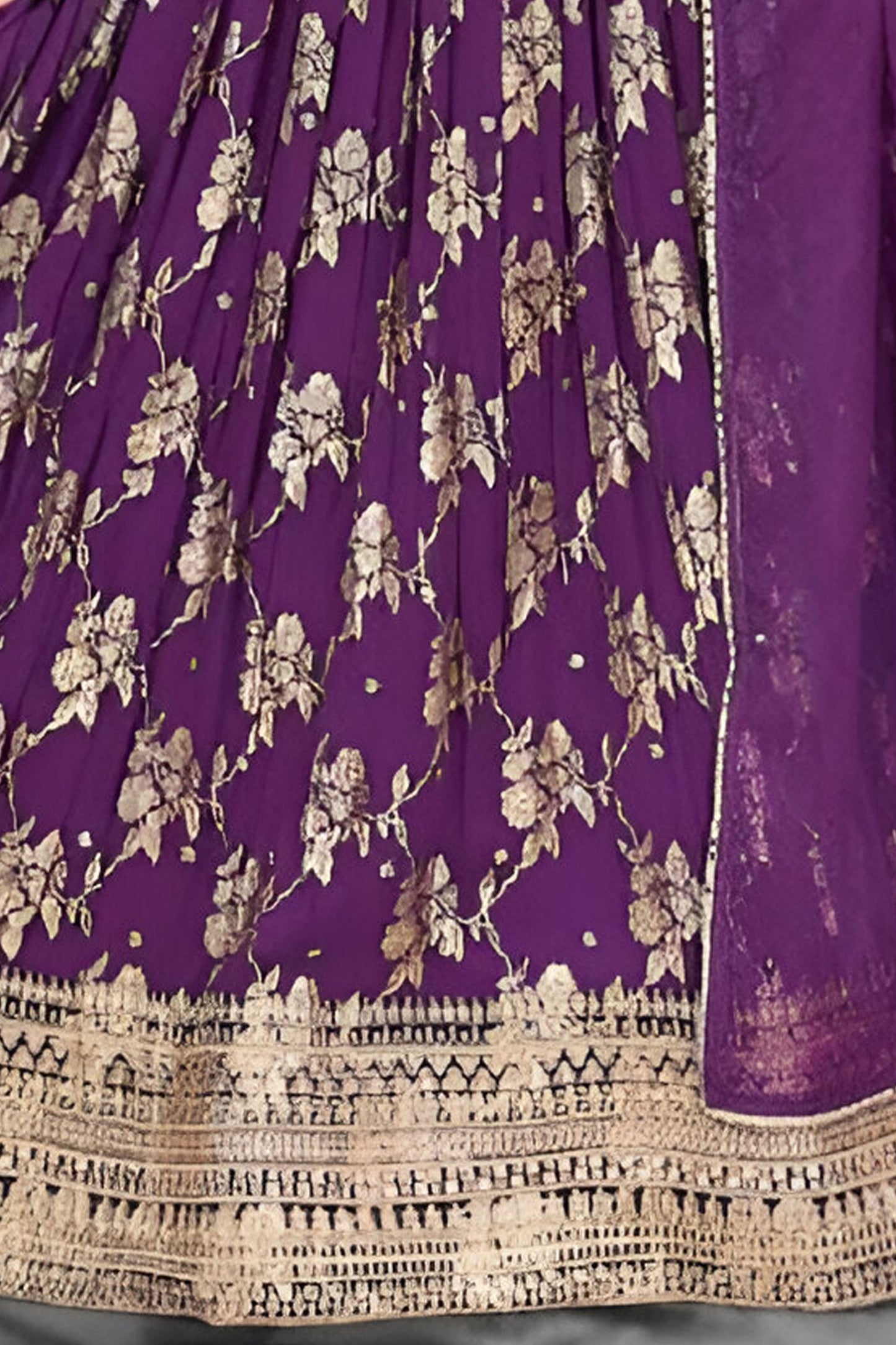 Royal Purple Floral Embroidered Lehenga Choli