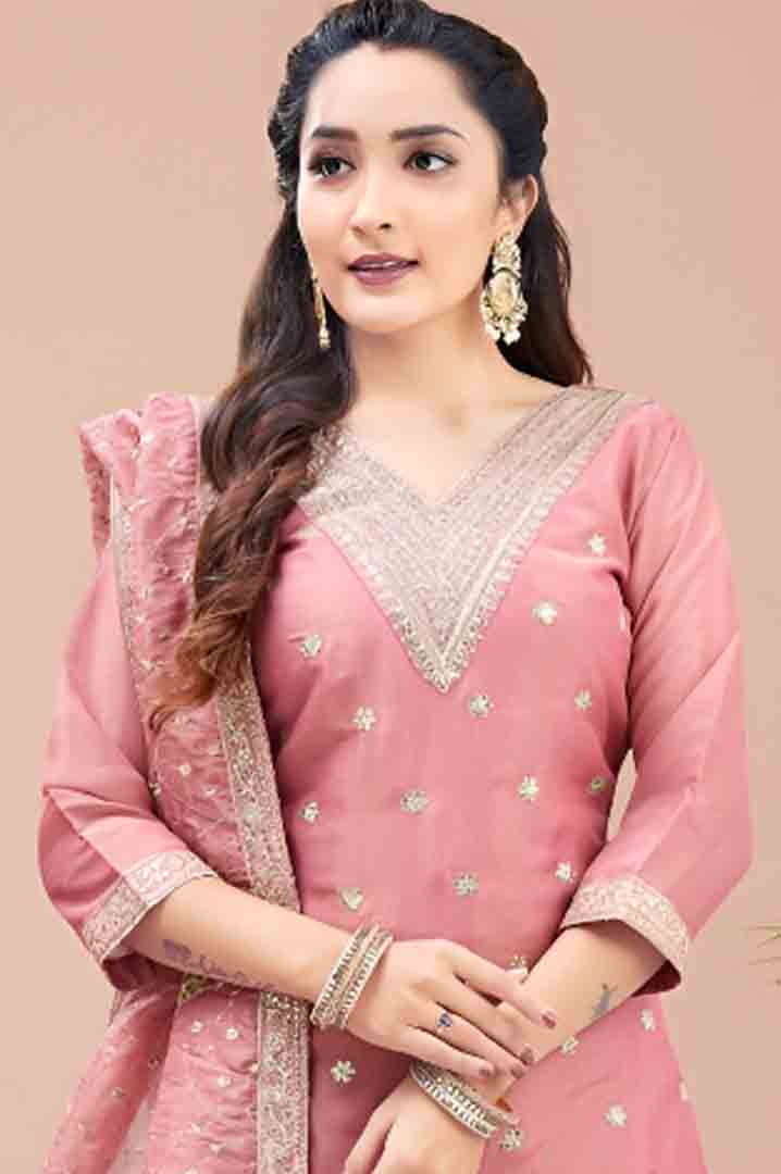 Elegant Pink Salwar Suit with Embroidery