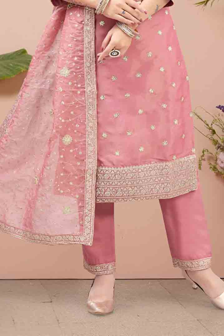 Elegant Pink Salwar Suit with Embroidery