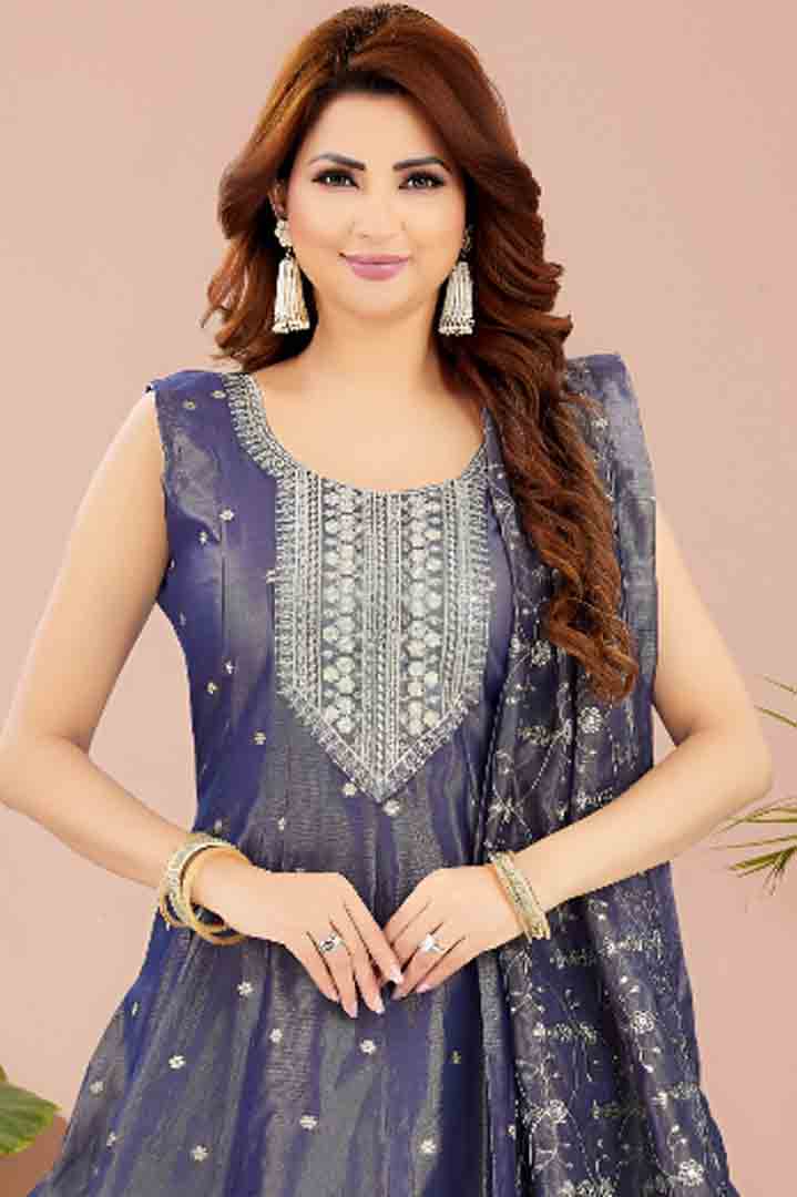 Navy Blue Anarkali Suit with Heavy Embroidery