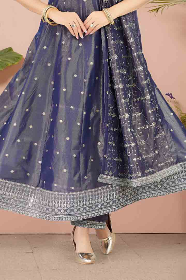 Navy Blue Anarkali Suit with Heavy Embroidery