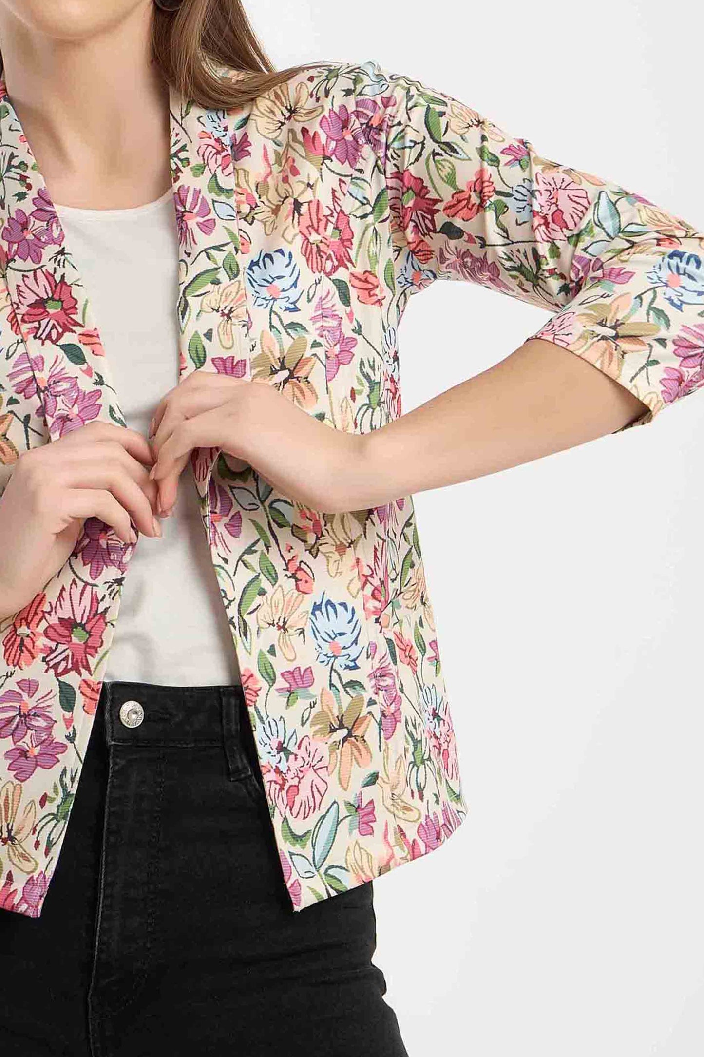 Women's Floral Print Casual Blazer Jacket