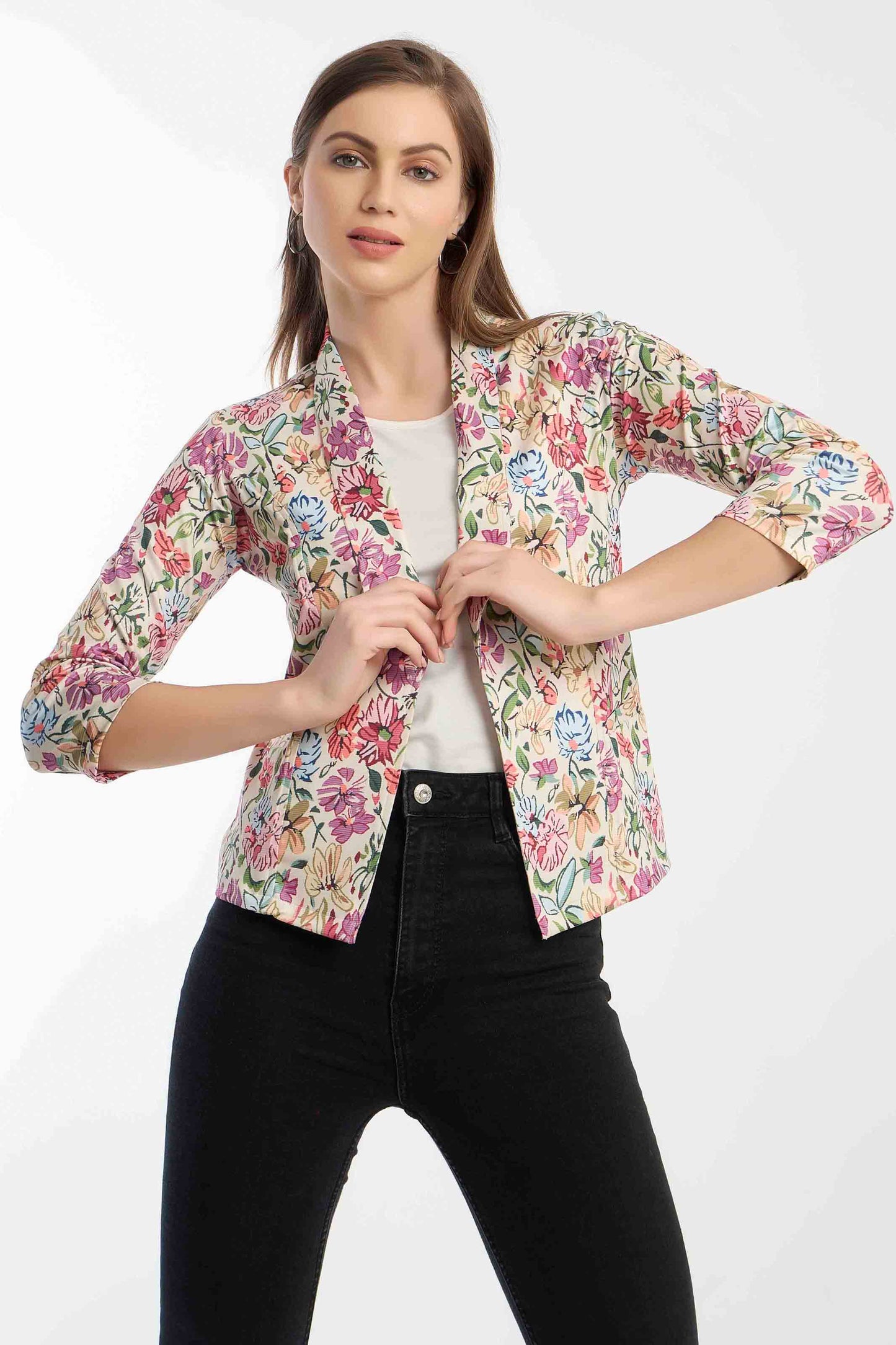 Women's Floral Print Casual Blazer Jacket