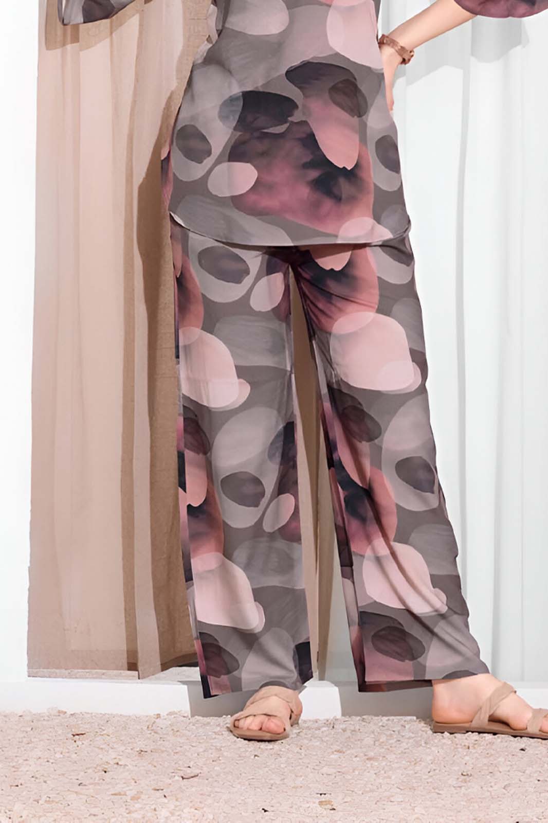 Multicolor Abstract Printed Co-ord Set in Soft Rayon
