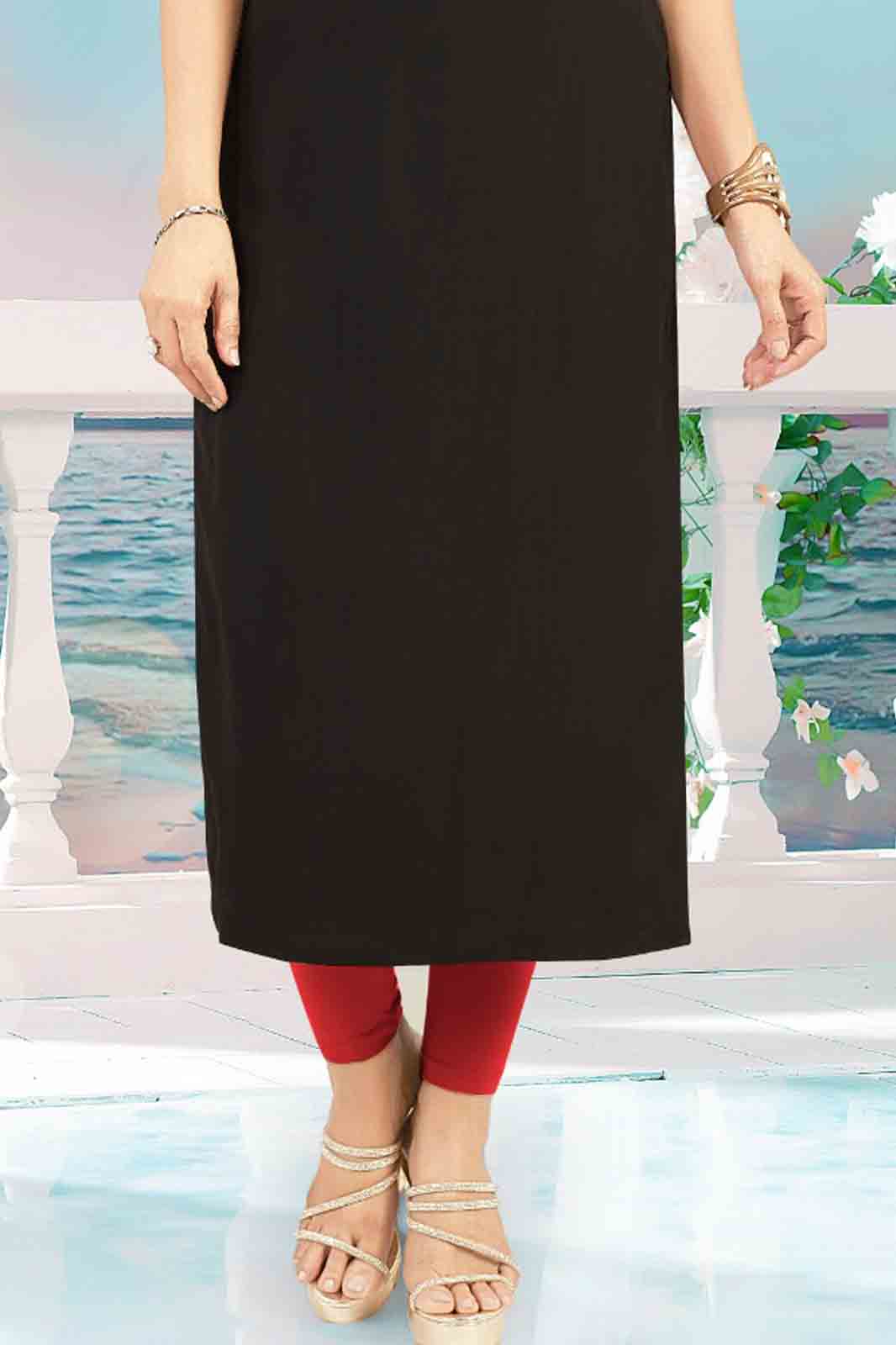 Black Kurti with Embroidered Elephant Motif