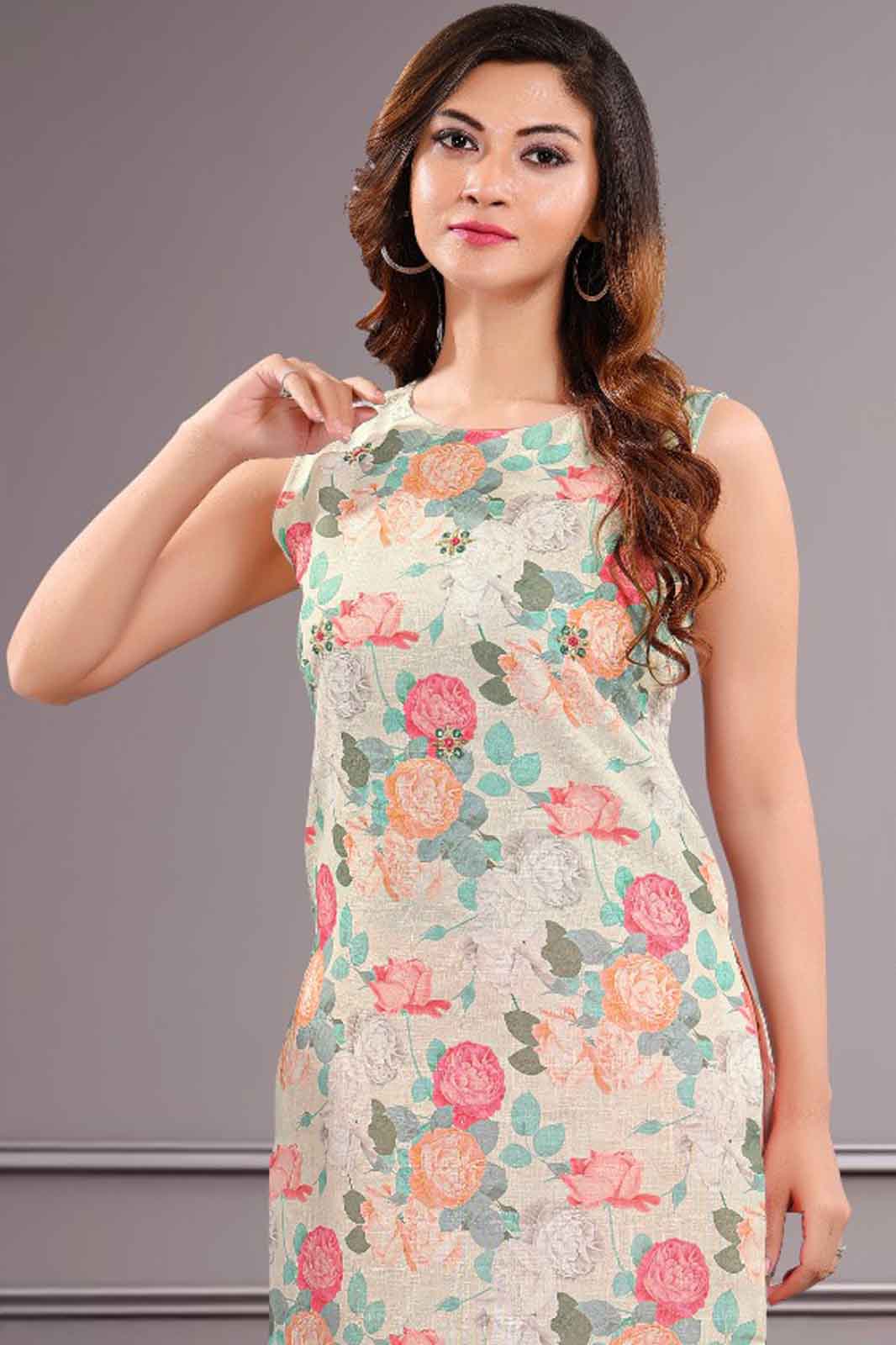 Pastel Floral Print Kurti