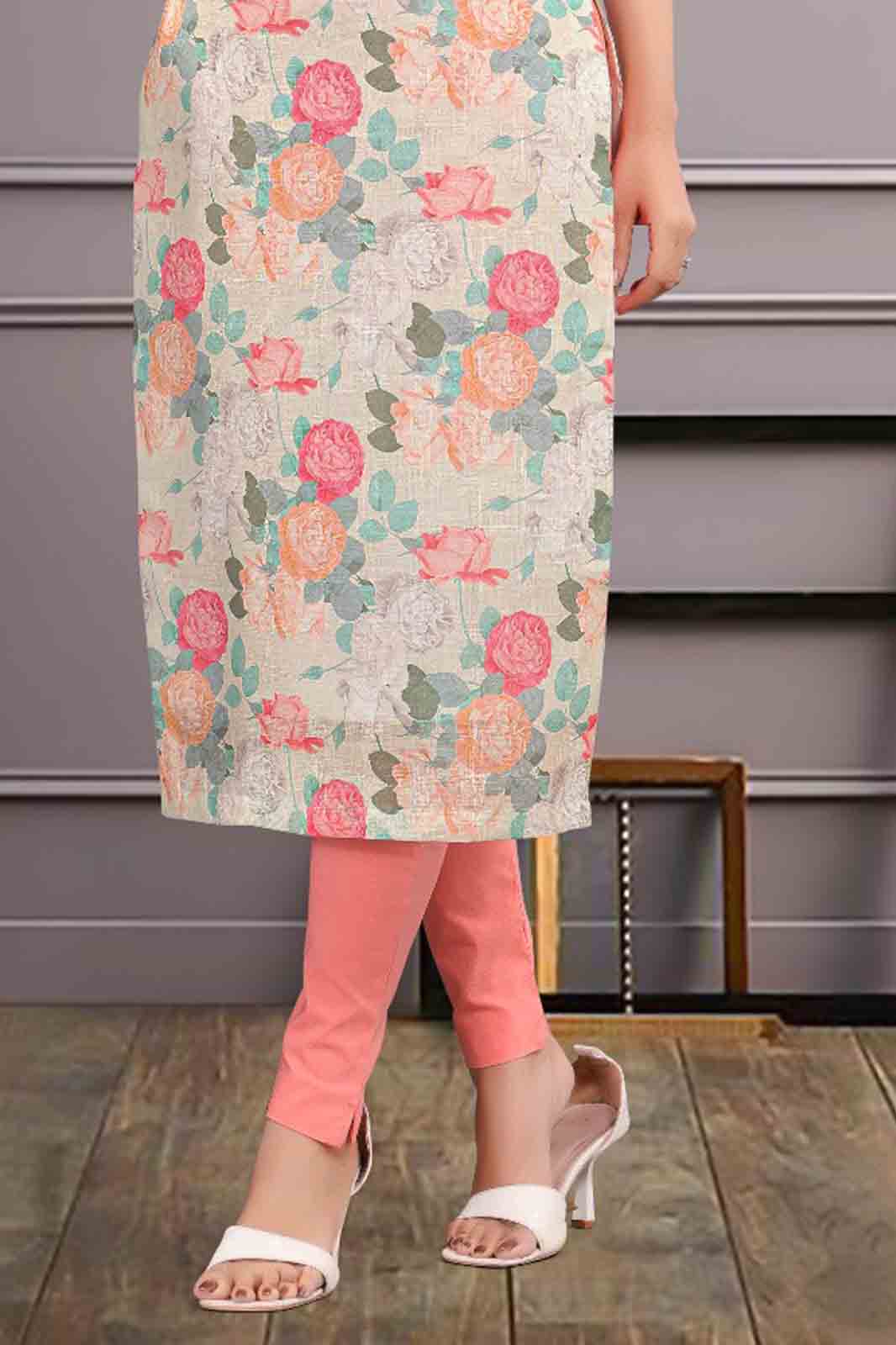 Pastel Floral Print Kurti