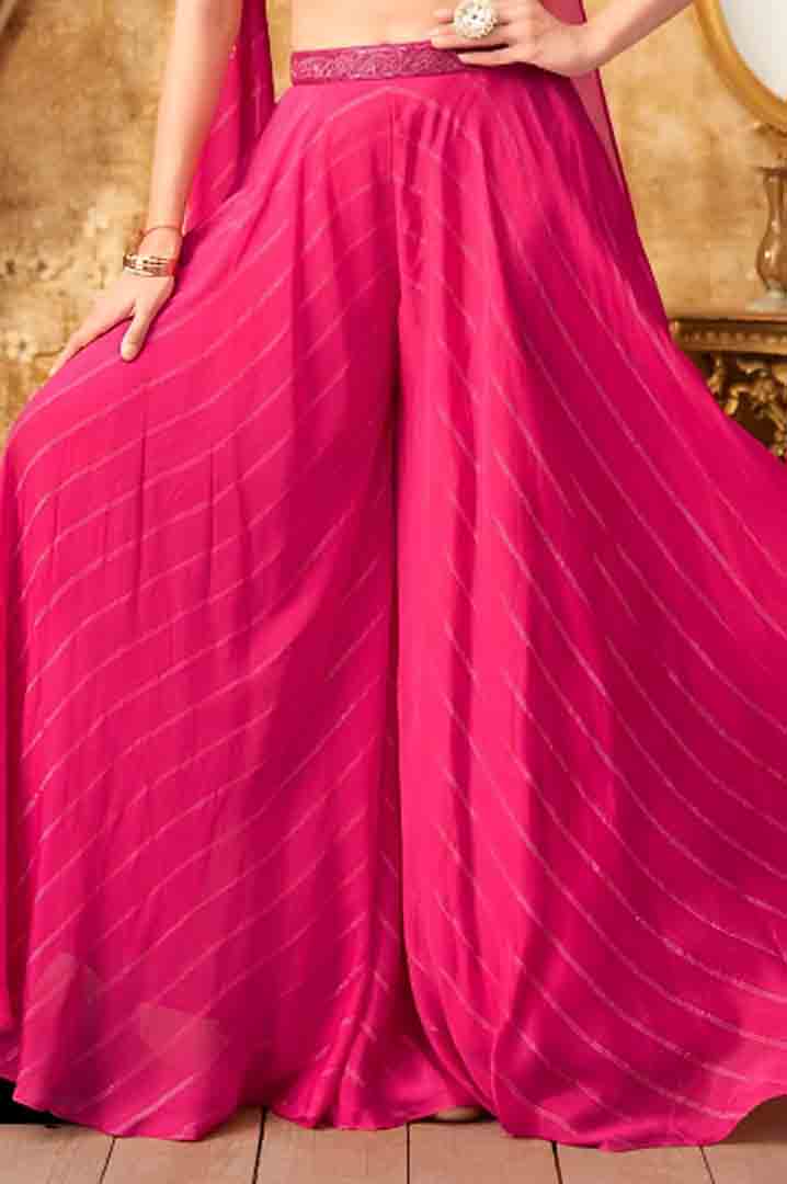 Pink Cape-Style Crop Top & Palazzo Set
