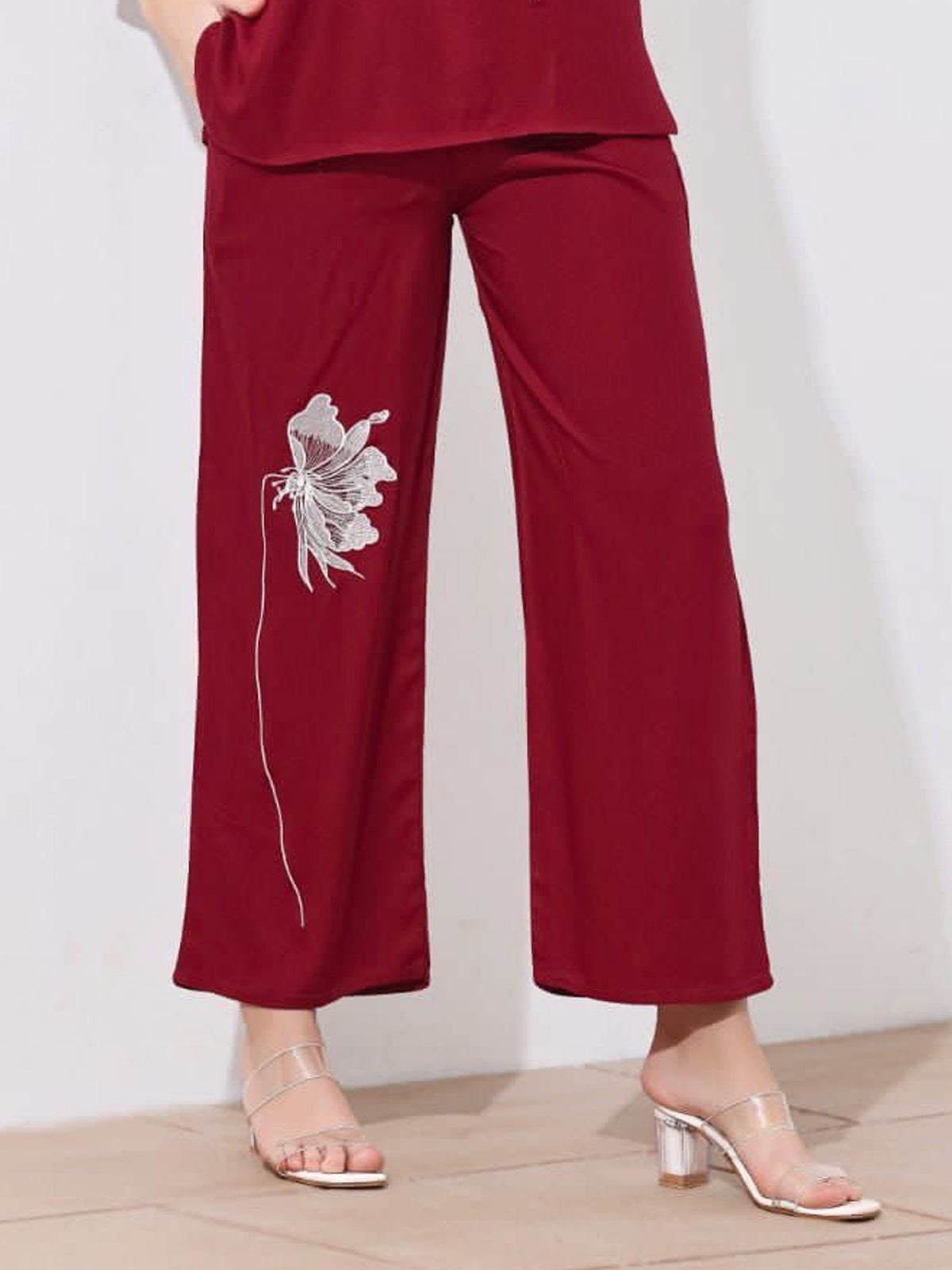 Maroon Embroidered Twill Co-ord Set
