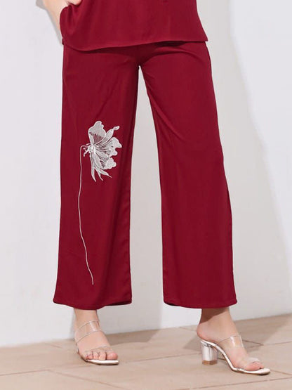 Maroon Embroidered Twill Co-ord Set