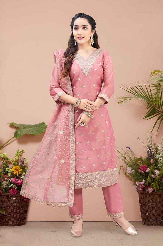 Elegant Pink Salwar Suit with Embroidery