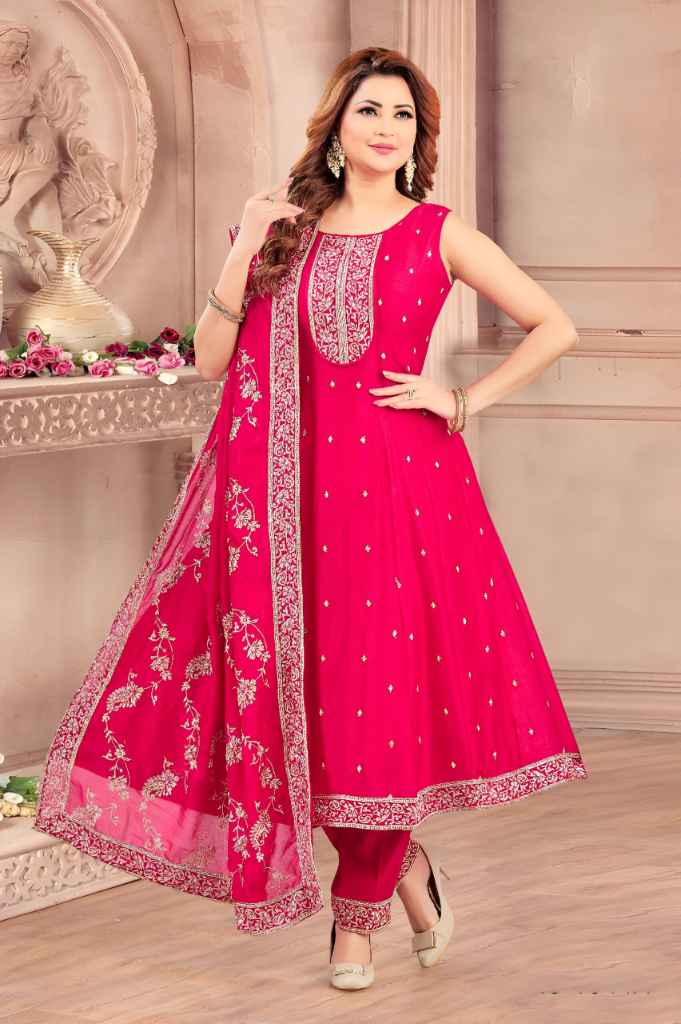 Pink Embroidered Anarkali Suit.