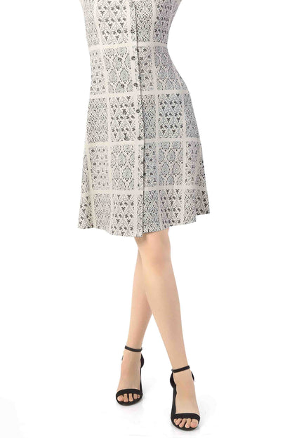 Stylish White Printed Midi Dress
