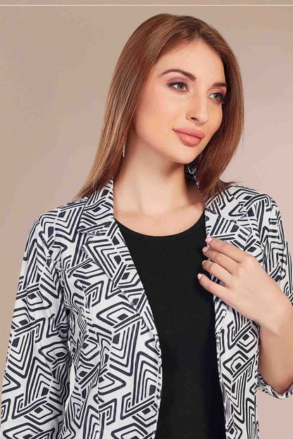 Women's Geometric Print Casual Blazer Jacket