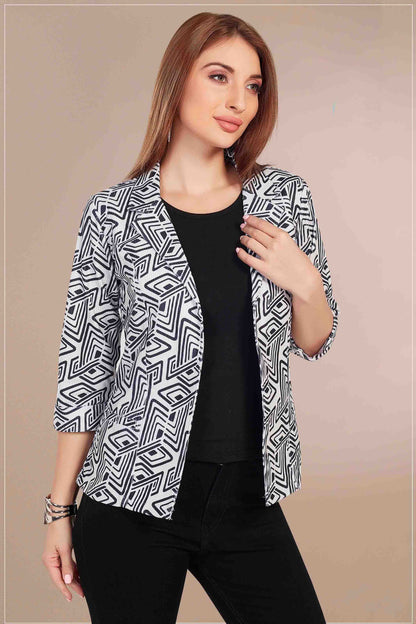 Women's Geometric Print Casual Blazer Jacket