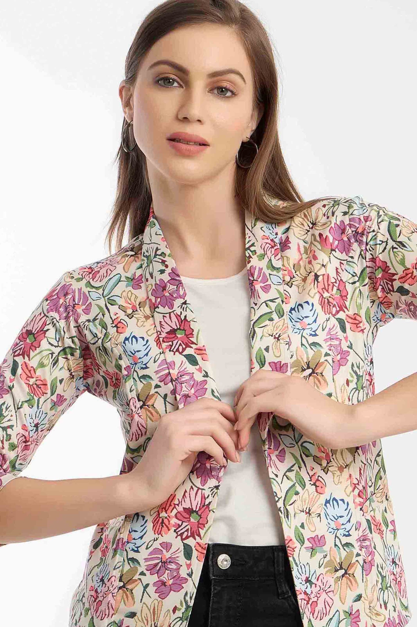 Women's Floral Print Casual Blazer Jacket