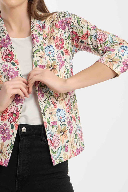 Women's Floral Print Casual Blazer Jacket