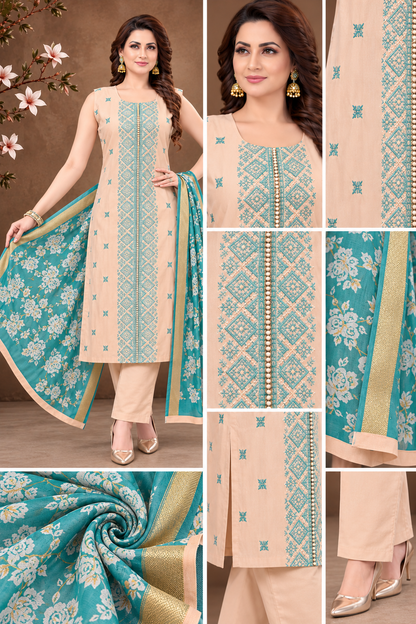 Teal Embroidered Suit Set