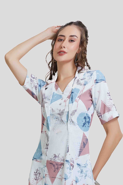 Pastel Geometric Printed Midi Dress