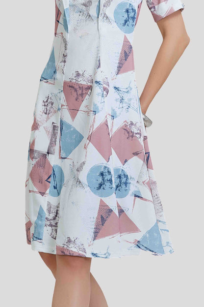 Pastel Geometric Printed Midi Dress