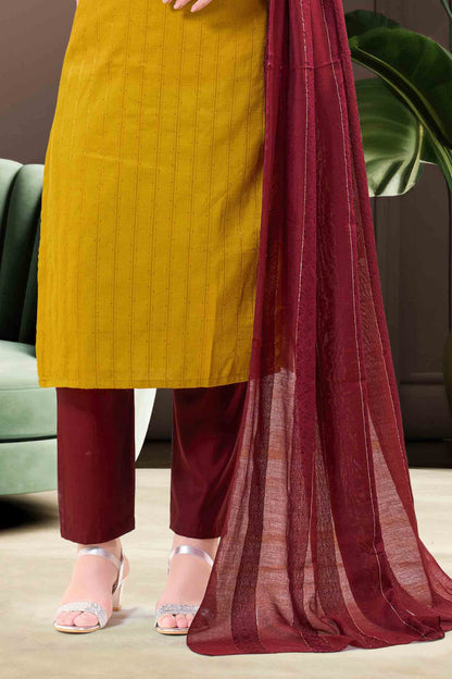 Mustard Yellow Kurti Set with Button Detail