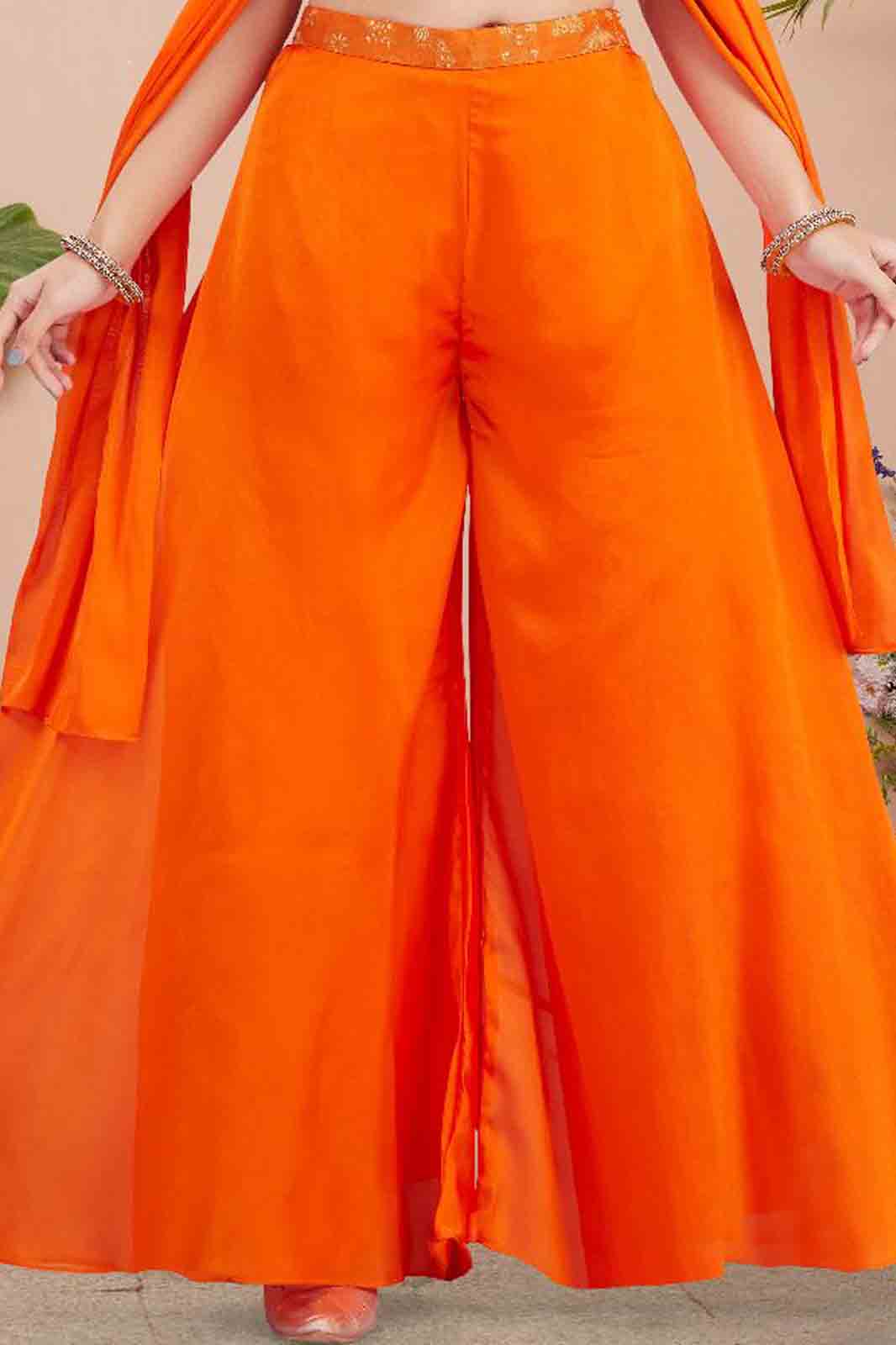 Orange Indo-Western Crop Top & Palazzo Set