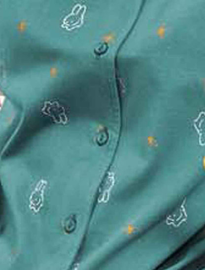 Women's Teal Printed Hosiery Night Suit