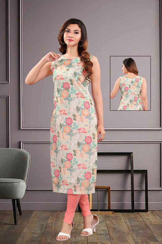 Pastel Floral Print Kurti