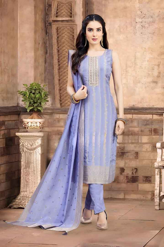 Lavender Silk Straight Suit with Dupatta