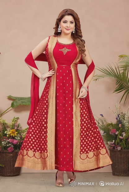 Red Color One Piece with Attached Jacket